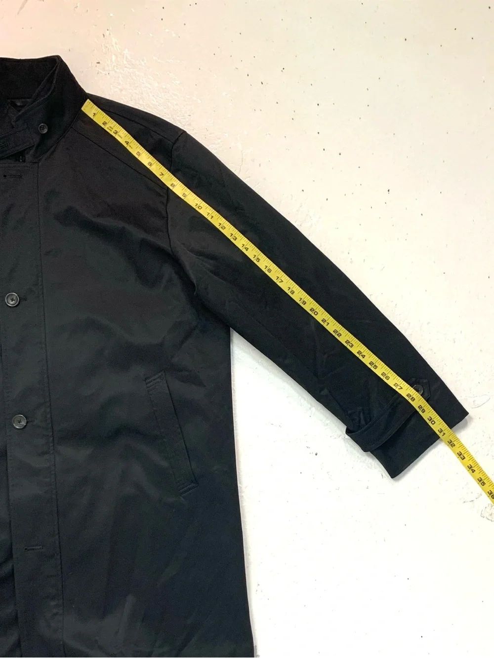 Lauren Ralph Lauren Men L Trench Coat Full Zip Button Removable Lining Black